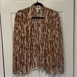 Chico's Beige and White Patterned Cardigan